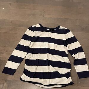 Old Navy Maternity Navy and White Striped Long-Sleeve Tee